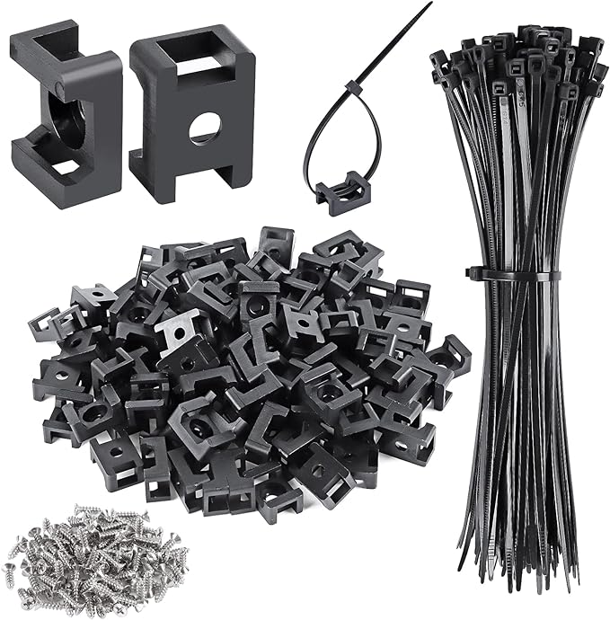 XHF 100 Pcs Cable Zip Tie Saddle Type Mounts Base by XHF
