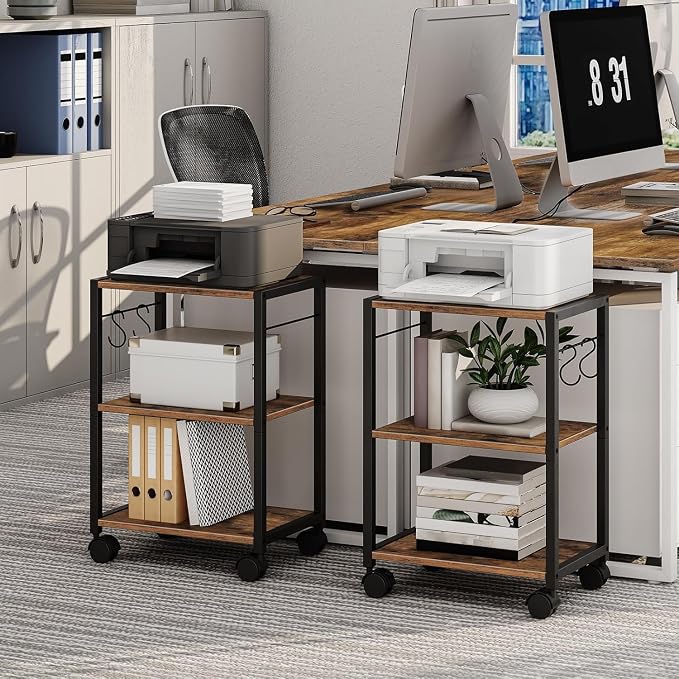 MAHANCRIS Printer Stand, 3-Tier Under Desk Rolling Cart - Image 2