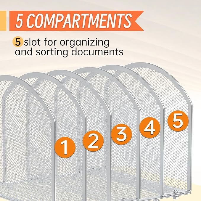 MINDEPOT Desk File Organizer 5 Sections Desktop Organizer File Sorter Office - Image 4