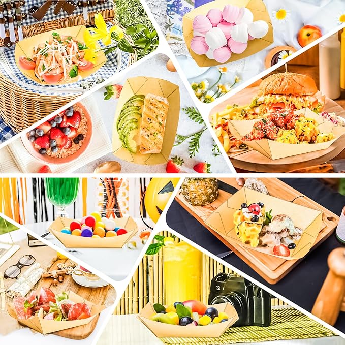 40 Pack 1Lb Paper Food Boat Trays Disposable Paper Boats Bowls Containers - Image 4