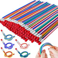 100 Pack Flexible Bendy Pencil, Stripe Rubber Pencil by OJYUDD