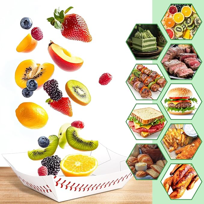 50 Pack 3Lb Paper Food Boat Trays, Baseball Birthday Decorations Baseball Party - Image 5