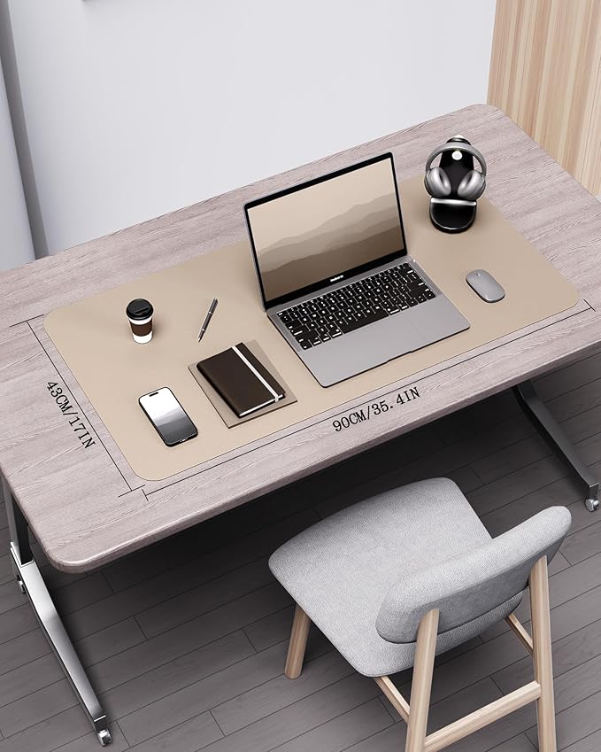 YSAGi Double-Sided Desk Pad, 31.5"x15.7" Leather Desk Mat, Eco Cork Desk Pad - Image 2