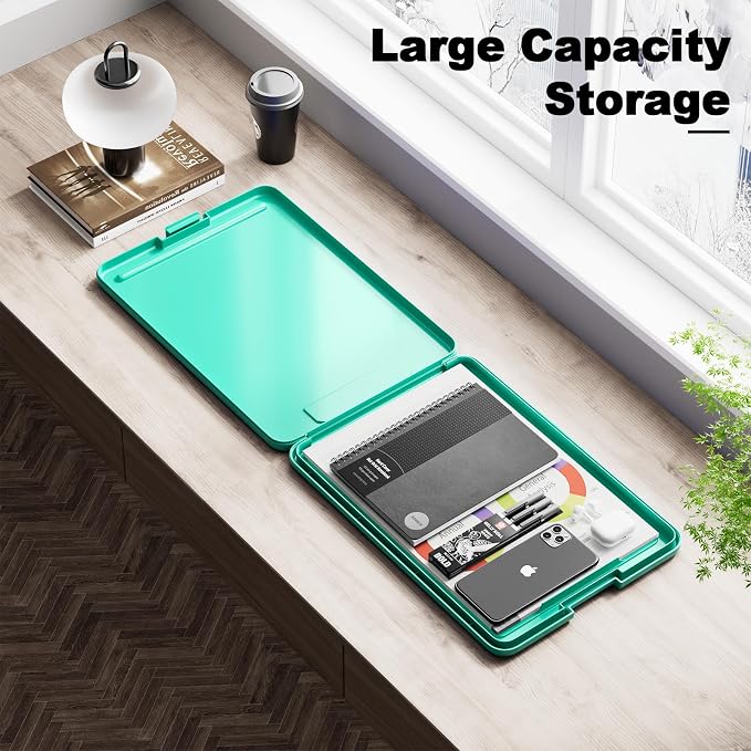 Hongri Clipboard with Storage, 8.5 x 11 Clip Board Foldable, Teal | Bottom - Image 6