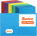 SUNEE Two Pocket Folders, 100 Pack File Folders by SUNEE