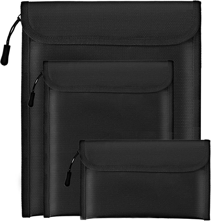 Lihengkong Fireproof Waterproof Document Bag 3-Pack Black 2000℉ Money Bag by Unknown