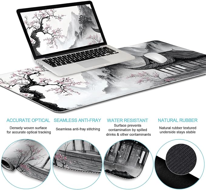 LIMKRIAN Japanese Ergonomic Mouse Pad Large Desk Mat Set, XXL Anime Mousepad - Image 4