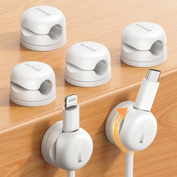 Lamicall 6Pack Rotatable Cord Organizer Cable Clips by Lamicall
