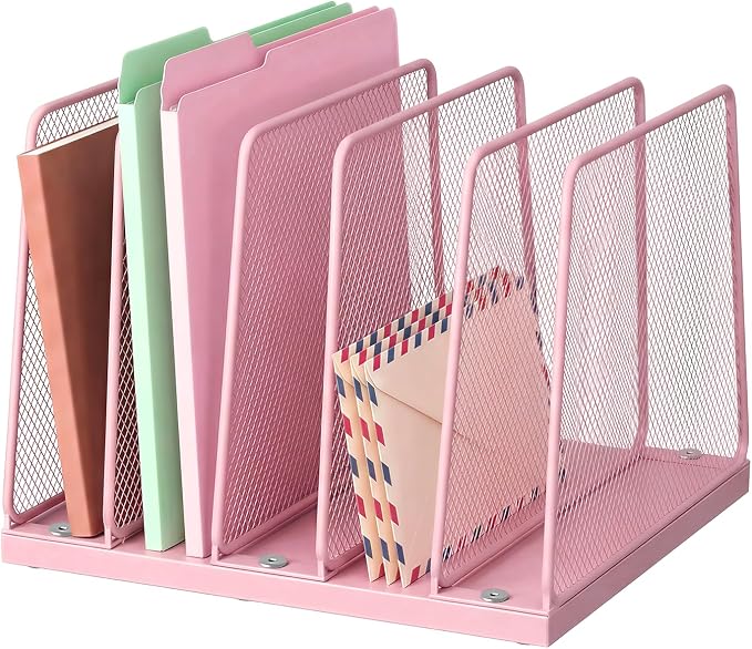 LEKETREE Small Desk File Organizer, 5-Section Upright File Sorter, Vertical by Stylishworkspaceeffortlessorganization