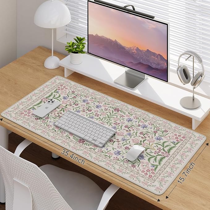 iCasso Desk Mat for Keyboard and Mouse, Large Mouse Pad, Desk Pad Mat, - Image 2