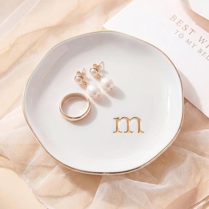 Ceramic Jewelry Tray, Personalized Initial Jewelry Dish by GIVITASOT