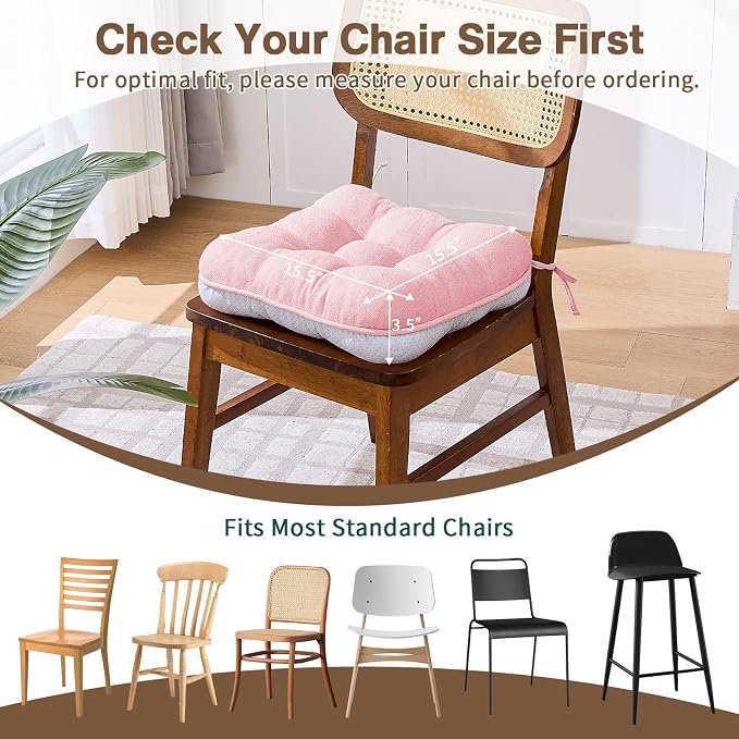 BETU Pink Chair Cushions for Dining Chairs Set of 4, 3.5" Thick Kitchen Table - Image 4