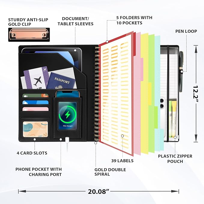 Ospelelf Clipboard with Storage Spiral Clipboard Folio - Image 2