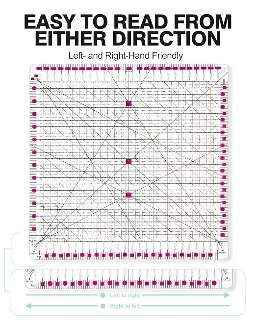 Quilting Rulers 12.5" x 12.5", Slotted Quilting Ruler - Image 2