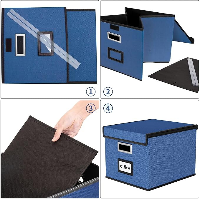 File Organizer Box with Lid, Collapsible File Folder Organizer - Image 7