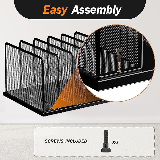 Kuntine.B Desk File Organizer Upright Mesh Desktop Organizer File Sorter Office - Image 3