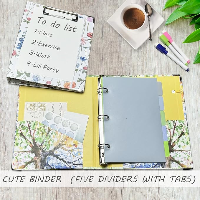 Mini 3 Ring Binder 1 Inch for 5.5"x8.5" Paper, Small Three Ring Binders - Image 3
