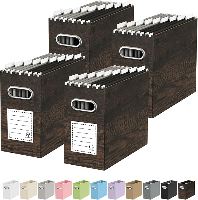 Oterri File Organizer Box, Portable Collapsible Cardboard File Folder Organizer by Oterri
