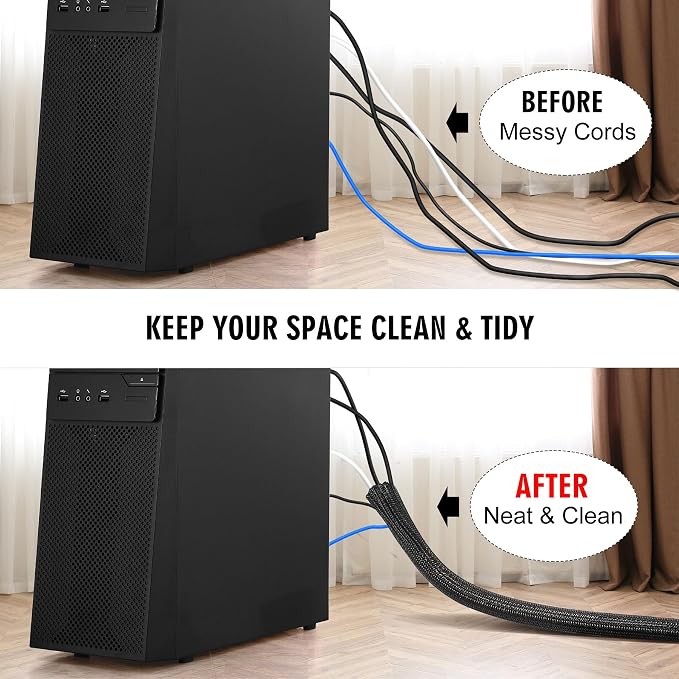 10ft - 1/2 inch Cord Protector Cable Sleeve Split Wire Loom Tubing - Image 5