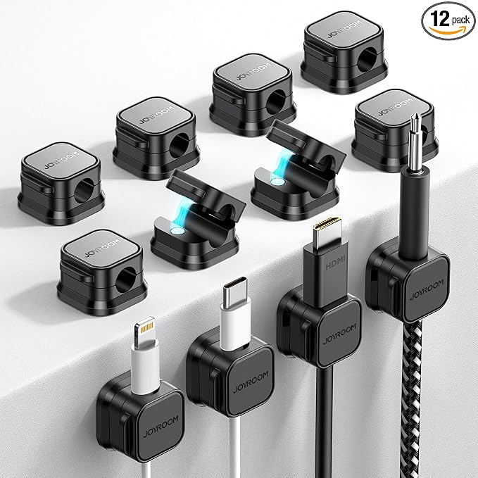 12 Pack Magnetic Cable Management Clips, Phone Electric Charging Cord Holder by JOYROOM