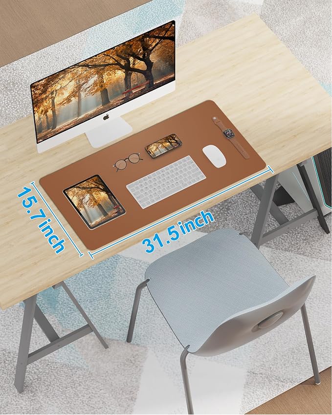 Leather Desk Pad Blotter, Mouse Pad, Office Desk Mat, Non-Slip PU Leather Desk - Image 7
