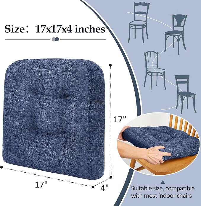 downluxe Chair Cushions for Dining Chairs 4 Pack, Tufted Indoor Chair Pads - Image 4