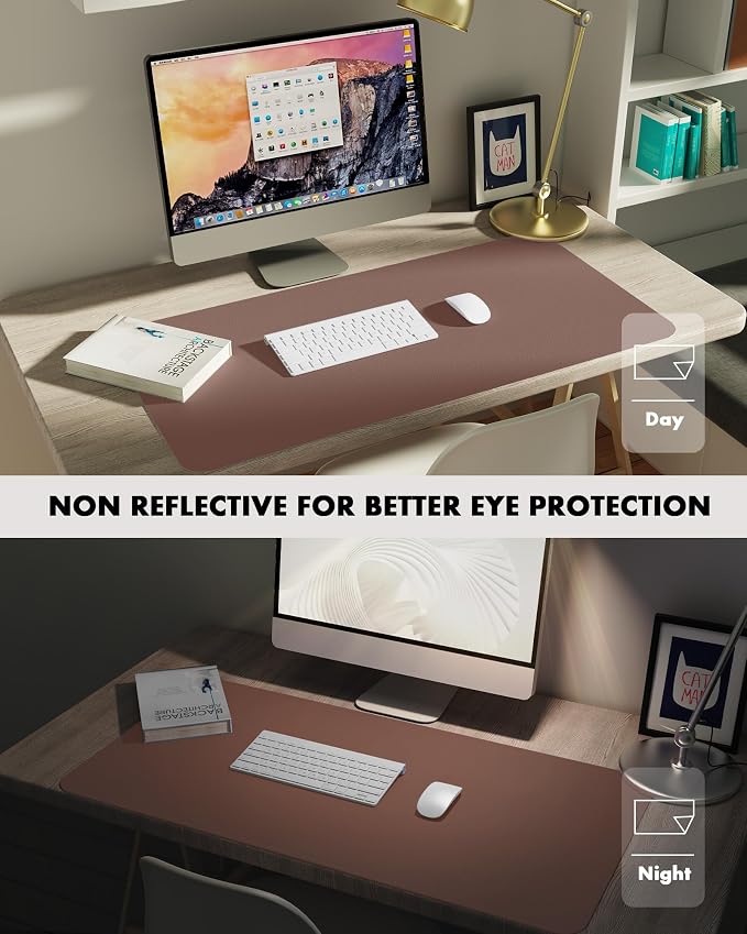 YSAGi Double-Sided Desk Pad, 31.5"x15.7"Leather Desk Mat, Eco Cork Desk Pad - Image 5