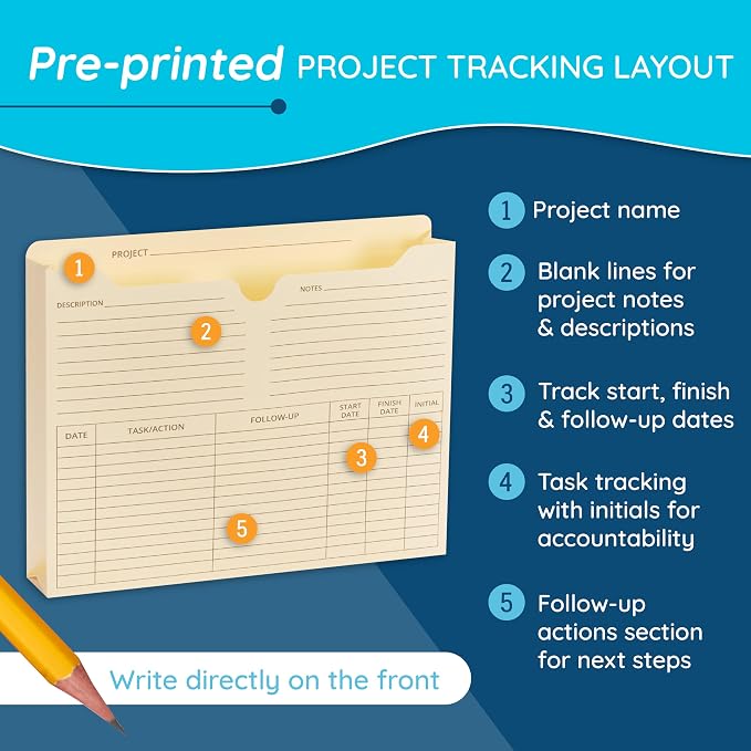 Blue Summit Supplies 50 Project File Folders, Reinforced Straight Cut Tab - Image 2