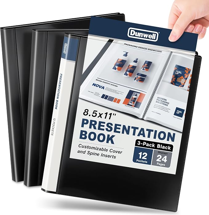 Dunwell Presentation Binder 12-Pocket, Displays 24 Pages, 8.5x11 Portfolio by Dunwell