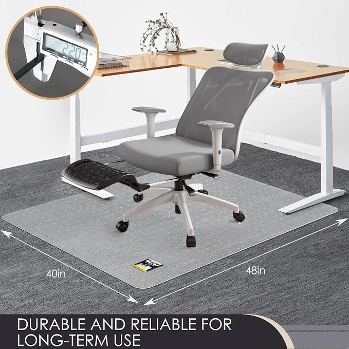 Kuyal Office Chair Mat for Carpet, 40x48 Clear Heavy Duty Computer Chair Mat - Image 4