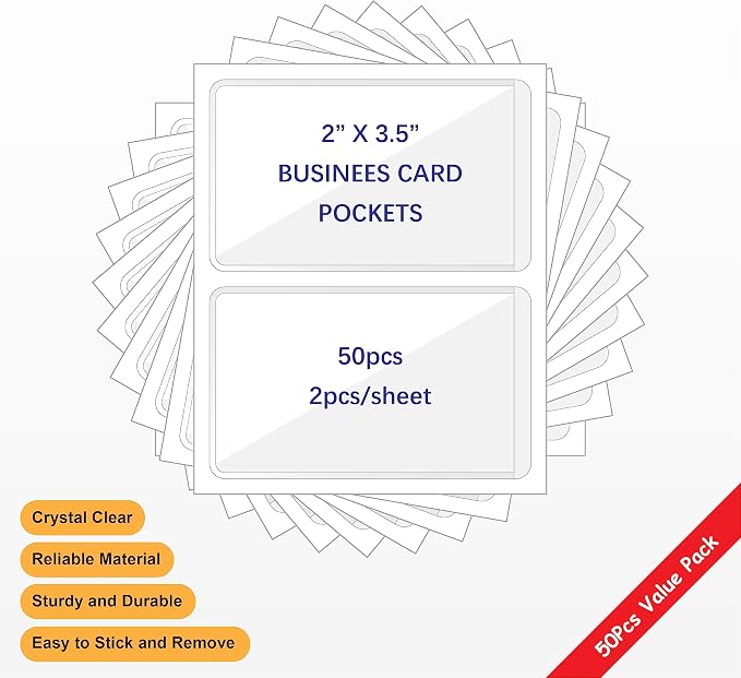IMAGAME Clear Adhesive Business Card Pocket swith Side Open - Image 2