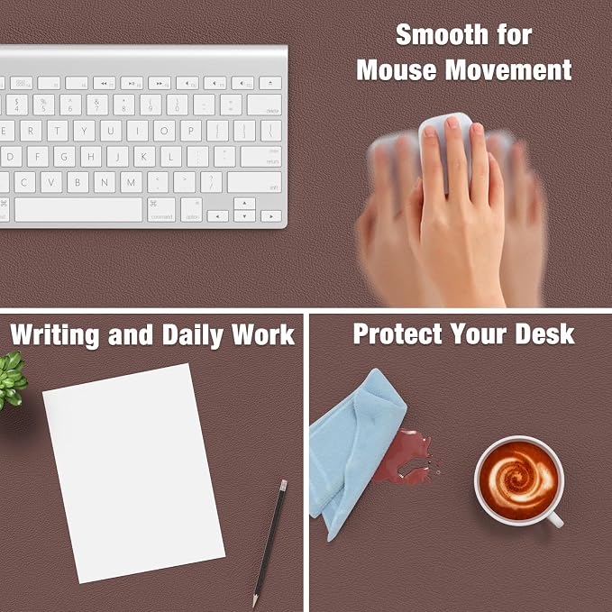 Hsurbtra Desk Pad, 23.6" x 13.8" PU Leather Desk Mat, M Extended Mouse Pad - Image 4