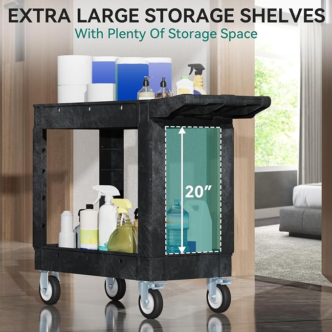 YITAHOME Black Utility Cart on Wheels, 550 lbs Capacity, 40 x 17 Inch | Rolling - Image 7