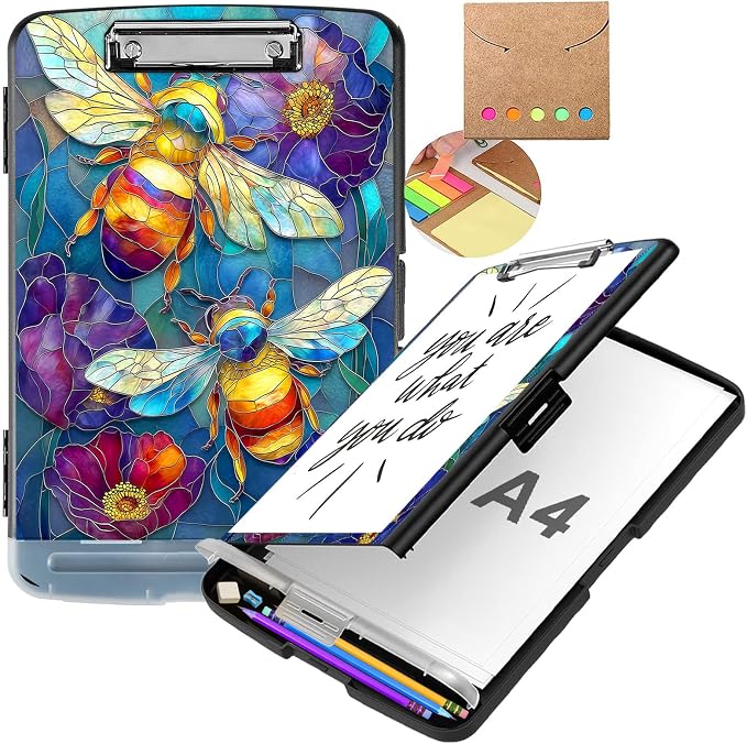 Stained Glass Style Bees Clipboard by Unknown