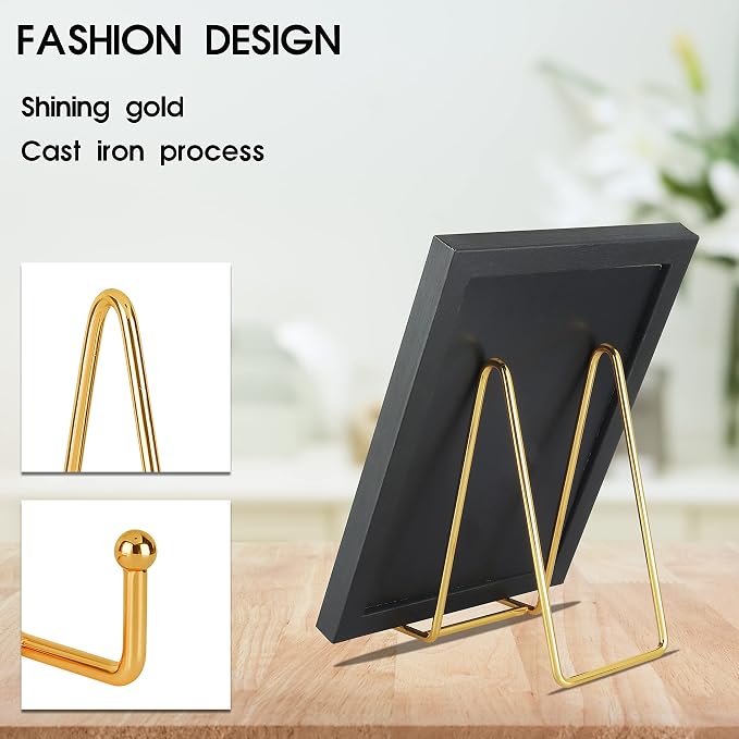 Decolore 6 inch 3 Pack Gold Metal Display Stands Plate Stands Plate Holder - Image 3