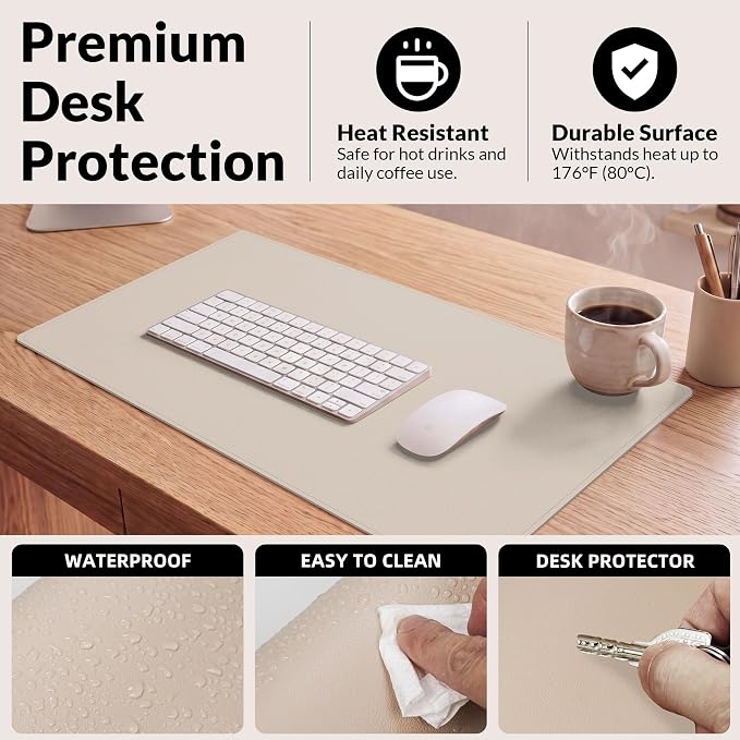 Leather Desk pad Protector, Large Desk mat - Image 4