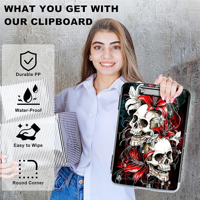 Red Lily Skull A4 Clipboard - Image 2