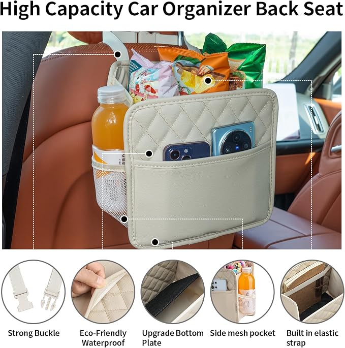 FrgKbTm 2Pack Car Seat Back Hanging Bag Car Document Holder Multi-Pocket Bottle - Image 3