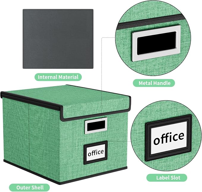 File Organizer Box with Lid, Collapsible File Folder Organizer - Image 2