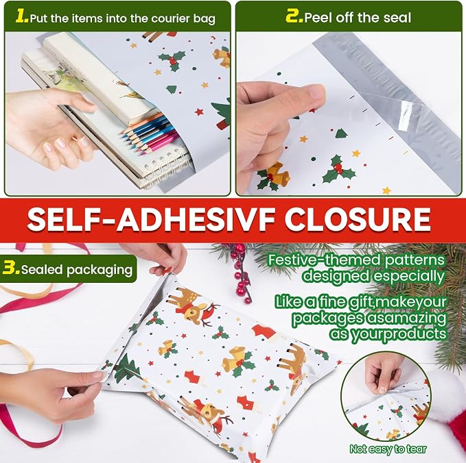 Polysells 14.5x19 inches Cute Poly Mailers 50 Pcs Waterproof Self-Sealing - Image 4