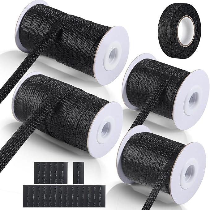 132 ft Expandable Braided Cable Sleeve Wire Loom PET Wiring Sleeving, Mesh by GYHCHJDZ