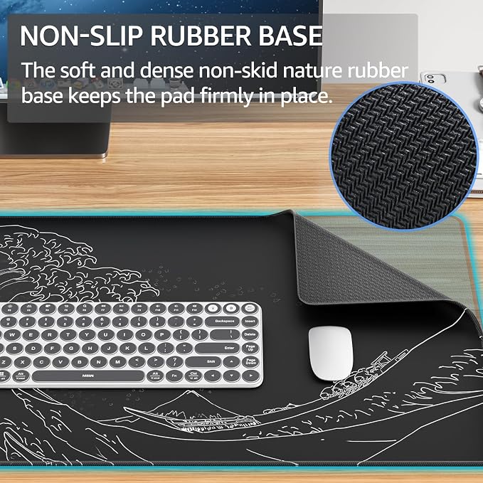 KTRIO Large Gaming Mouse Pad, Desk Mat, 31.5 x 15.7 in, Kanagawa Wave, XXL | - Image 4
