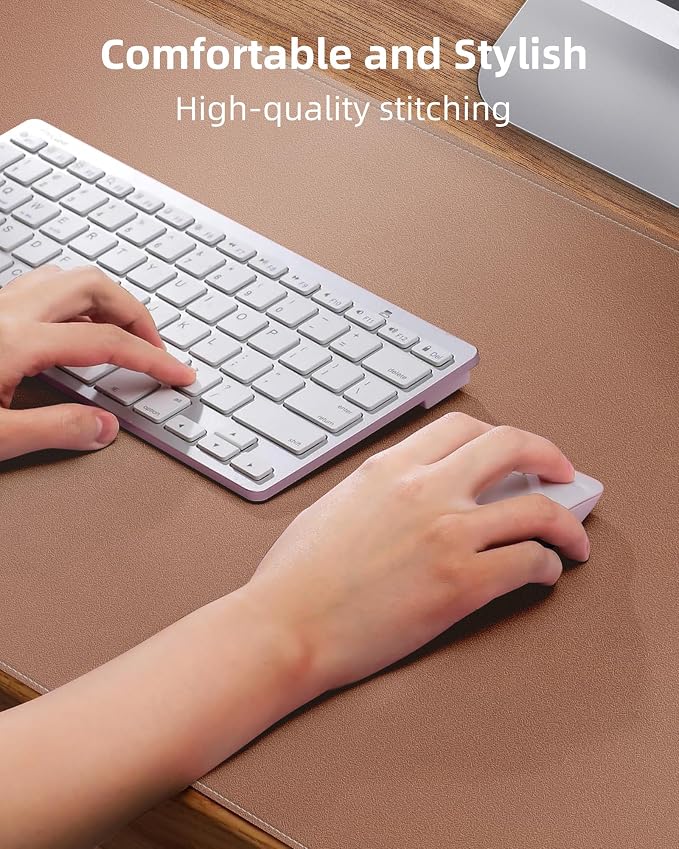 Leather Desk Pad Protector, Mouse Pad, Office Desk Mat, Non-Slip PU Leather - Image 3