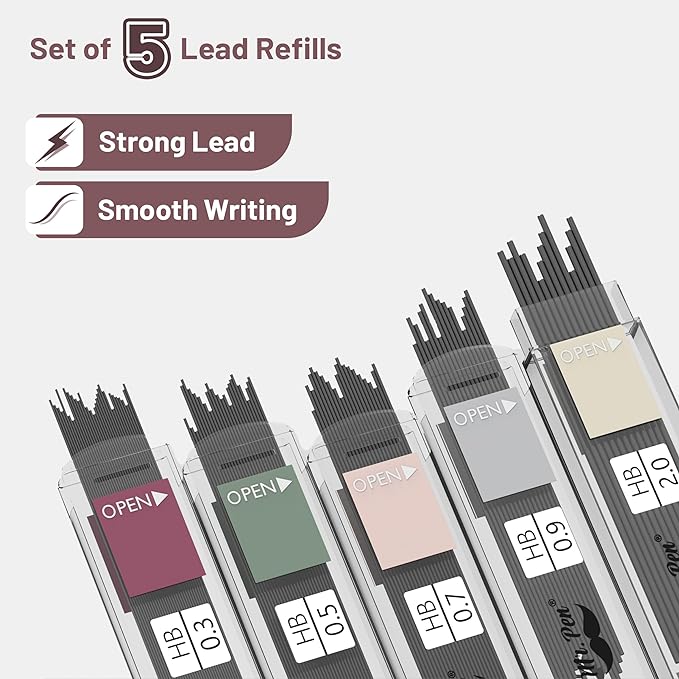 Mr. Pen- Art Mechanical Pencil Set, 5 Sizes | 5 HB Lead Refills & 10 Eraser - Image 5