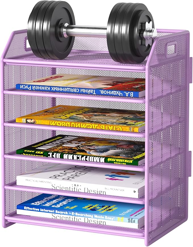 6 Tier Paper Organizer Letter Tray, Metal Mesh Paper Tray Organizer by FANXIYQ