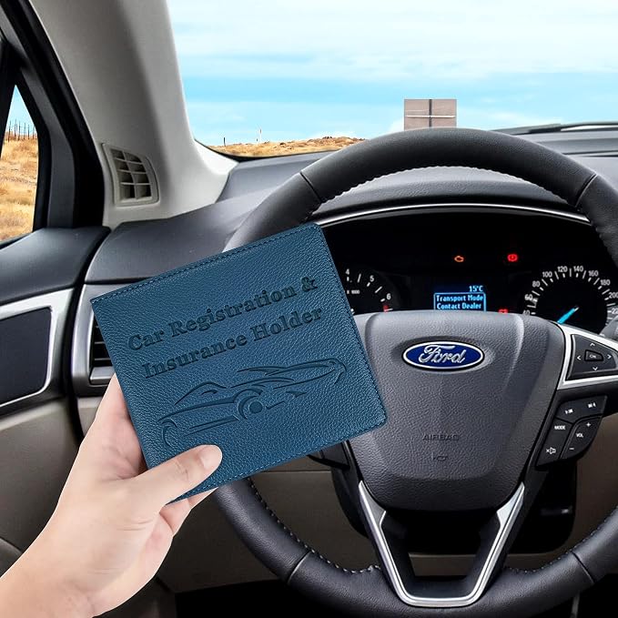 Car Registration and Insurance Holder, Premium PU Leather Vehicle Glove Box Car - Image 6