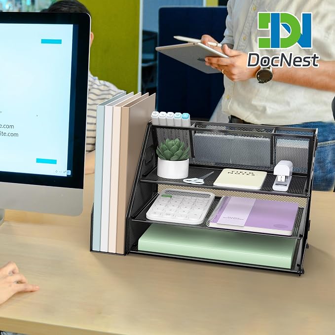 Docnest 3 Tier Metal Mesh Desk Organizer - Image 4