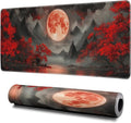 Darkness Red Moon Mouse Pad Abstract Red Mouse Pad 31.5x11.8 Inch Texture by Hahaluo