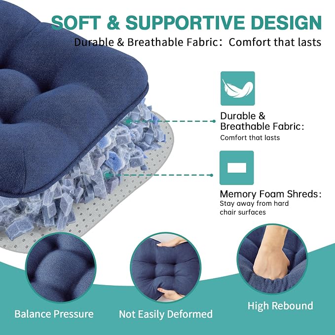 BETU Chair Cushions for Dining Chairs Set of 6, 3.5" Thick Outdoor Indoor Chair - Image 6