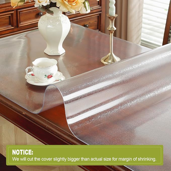 OstepDecor 42 x 72 Inch Frosted Table Cover Protector, 2mm Thick Clear Plastic - Image 4